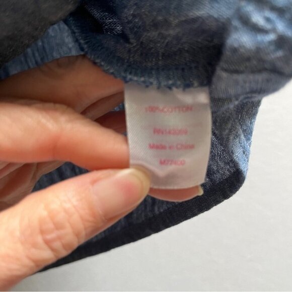 MACBETH Collection Chambray All Day Floral Embroidered Blue Off Shoulder Sz XS - Picture 5 of 8